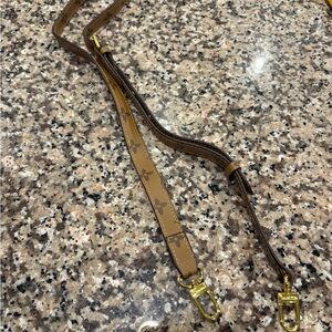 Brown and Tan Crossbody Strap with Gold Hardware